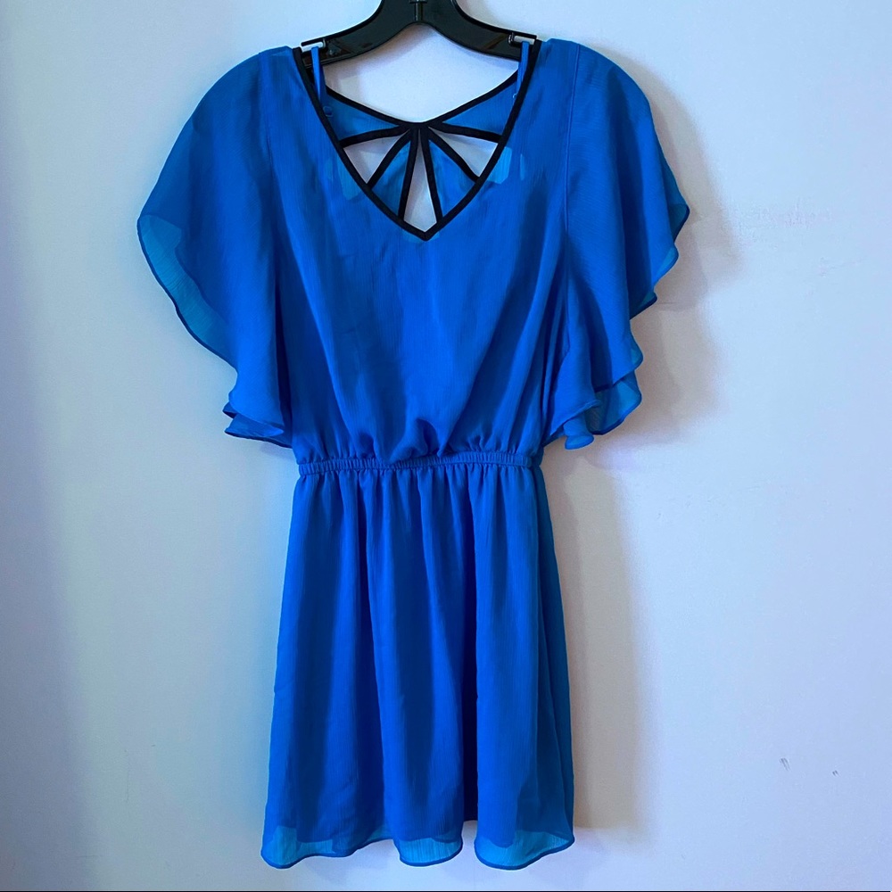 Express Royal Blue Semi Sheer Cut Out Dress